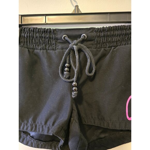 Vintage Y2K Aeropostale Black Shorts Pink Spellout Logo Drawstring Active Sz S - Picture 3 of 7